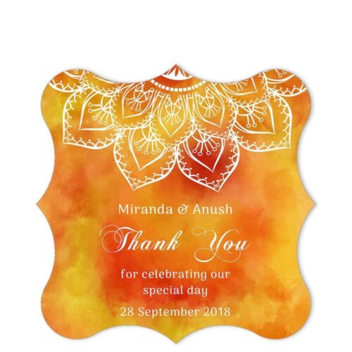 SAF-MAN-1 Saffron Mandala Thank You Sticker