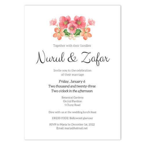 VBR-BOU-INV-1 Vintage Briar Bouquet Wedding Invitation Card