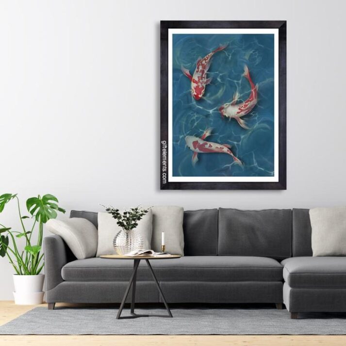 THR-KOI-ART-1 Three Koi Wall Art