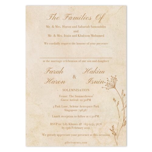 VIN-TAG-INV-1 Vintage Wedding Invitation Card