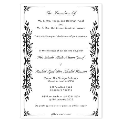 MIL-ADY-INV-1 Milady Invitation Card