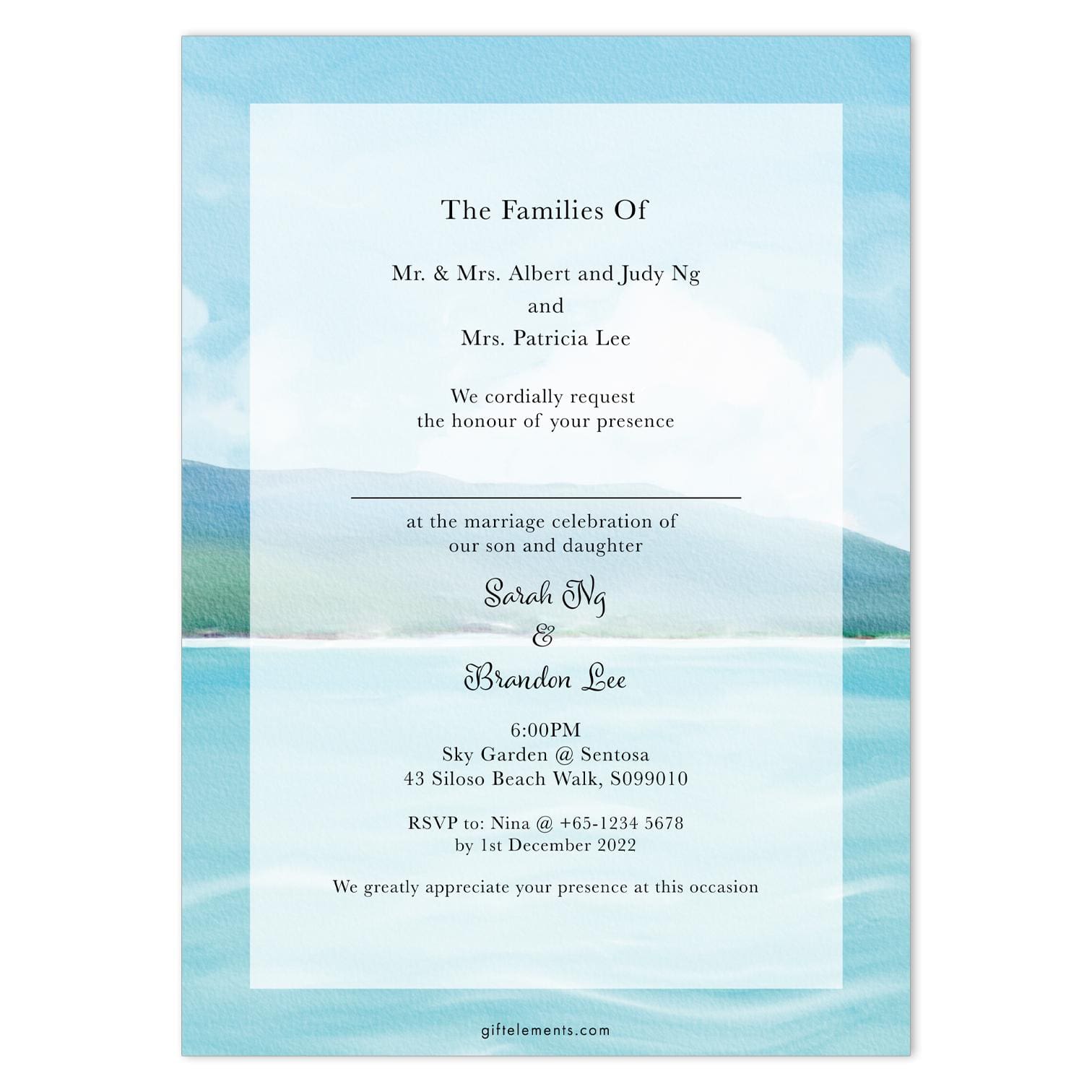 TRO-SEA-INV-1 Tropical Sea Invitation Card