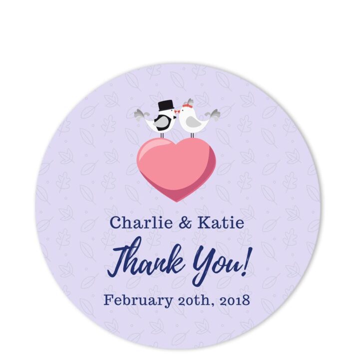 Love Birds Lilac Thank You Sticker