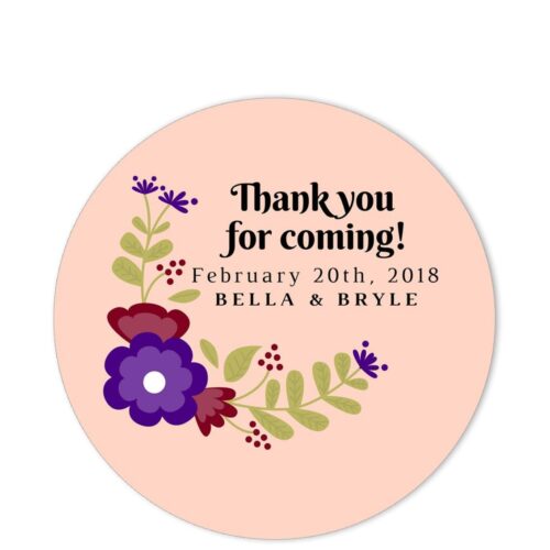 Vineyard Pink Thank You Sticker