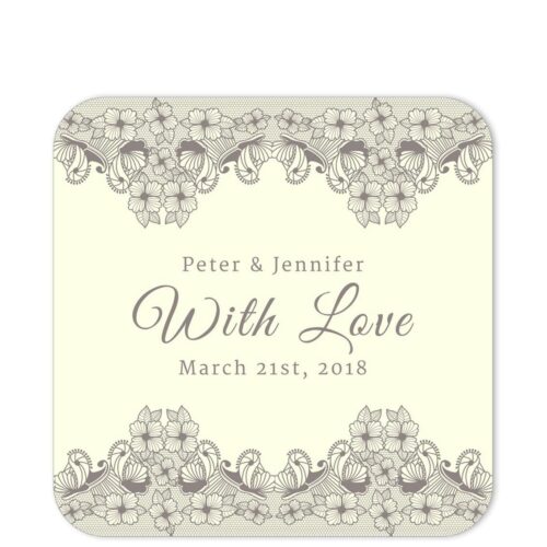 Lace Border With Love Brown Sticker