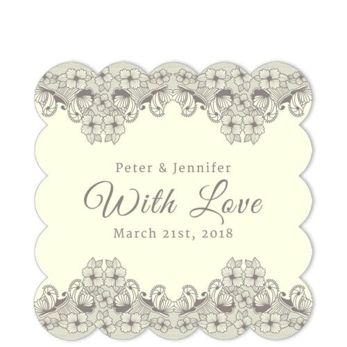 Lace Border With Love Brown Sticker