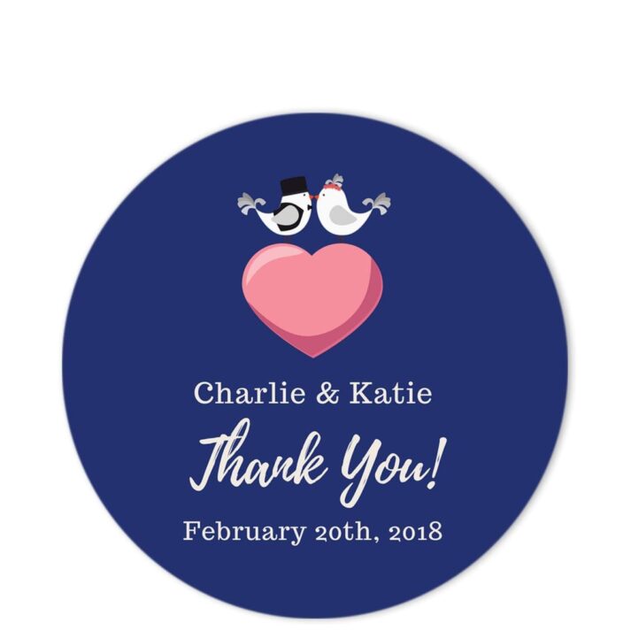 Love Birds Blue Thank You Sticker