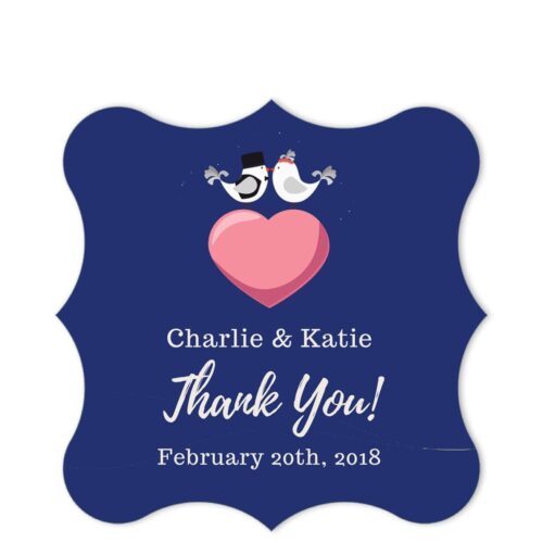 Love Birds Blue Thank You Sticker