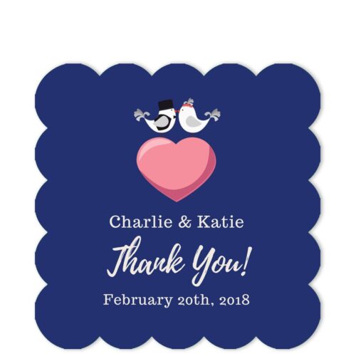 Love Birds Blue Thank You Sticker