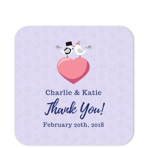 Love Birds Lilac Thank You Sticker