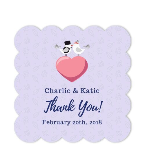 Love Birds Lilac Thank You Sticker