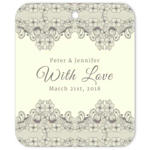 Lace Border With Love Brown Gift Tag