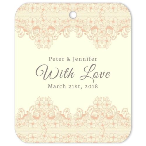 Lace Border With Love Peach Gift Tag