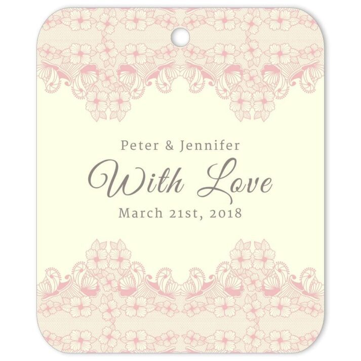 Lace Border With Love Pink Gift Tag