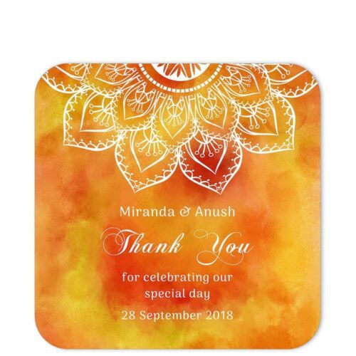 SAF-MAN-1 Saffron Mandala Thank You Sticker