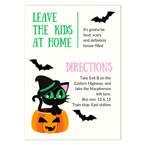 CAT-HAL-INV-1 Witch Cat Halloween Invitation