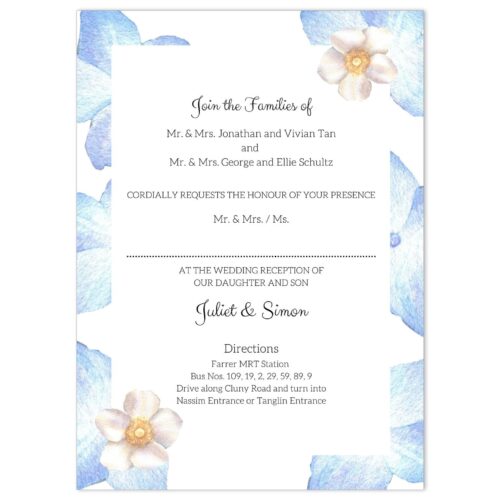 VBR-BLU-INV-1 Periwinkle Blue Roses Wedding Invitation Card