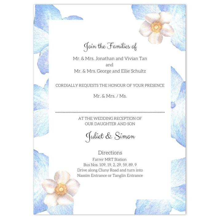 VBR-BLU-INV-1 Periwinkle Blue Roses Wedding Invitation Card