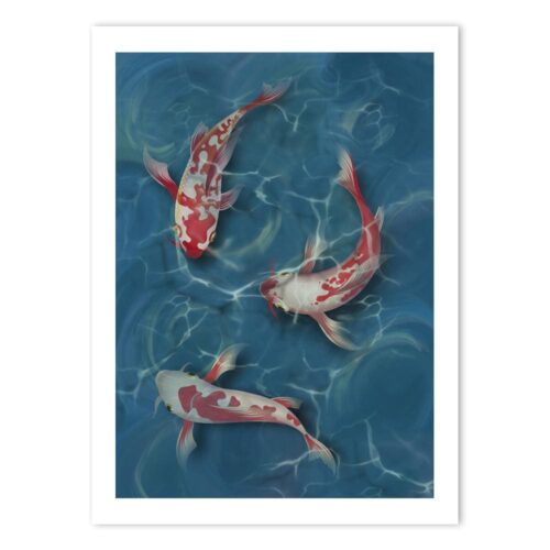 THR-KOI-ART-1 Three Koi Wall Art