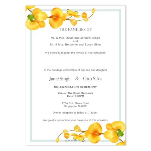 TRO-ORC-INV-1 Tropical Orchids Invitation Card