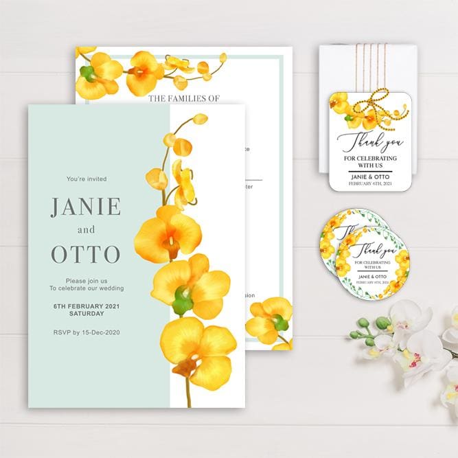 TRO-ORC Tropical Orchids Wedding Invitation, Sticker Labels & Gift Tags