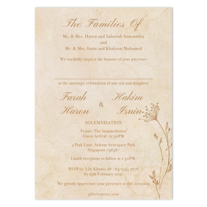 VIN-TAG-INV-1 Vintage Wedding Invitation Card