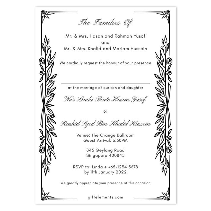 MIL-ADY-INV-1 Milady Invitation Card