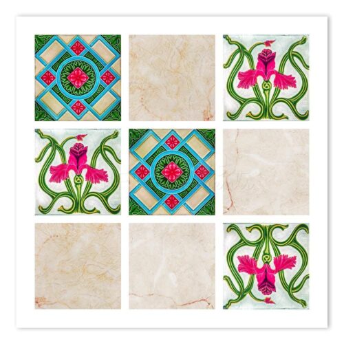 PTI-LOT-PHO-1 Peranakan Tile Lotus Photo Art