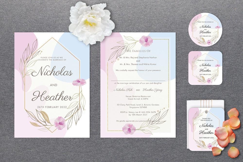 ABS-TRA-INV-1 Abstract Invitation Card, Gift Tags & Stickers