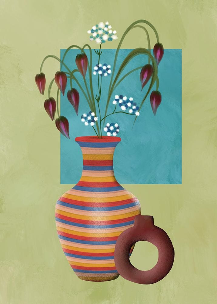 STR-VAS-ART-1 Striped Vase Wall Art