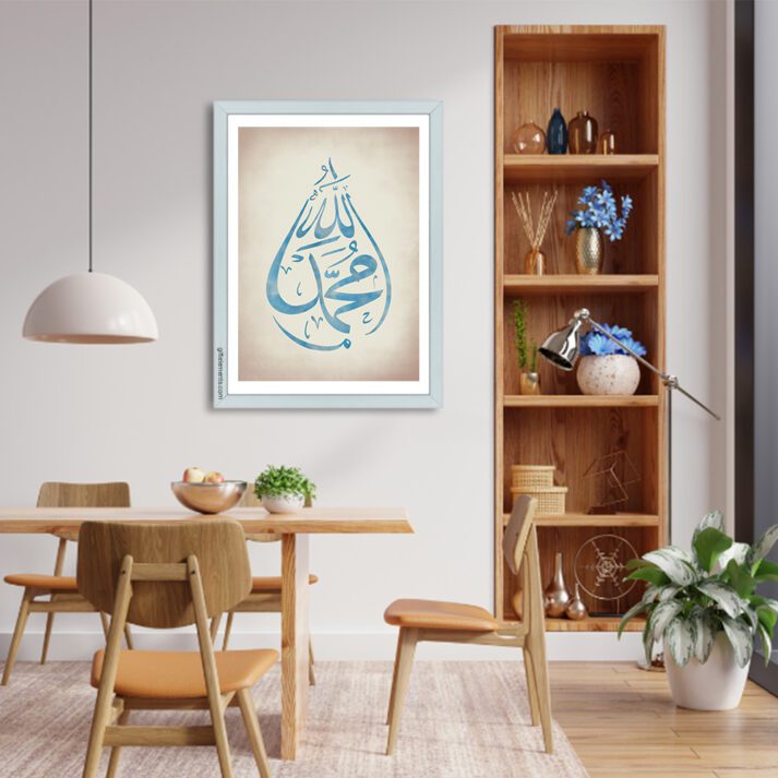 Allah Muhammad Tears Blue Islamic Wall Art