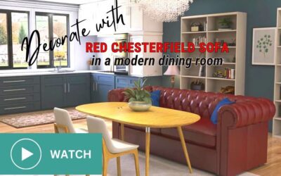 Red Chesterfield Sofa for a Modern Dining Room