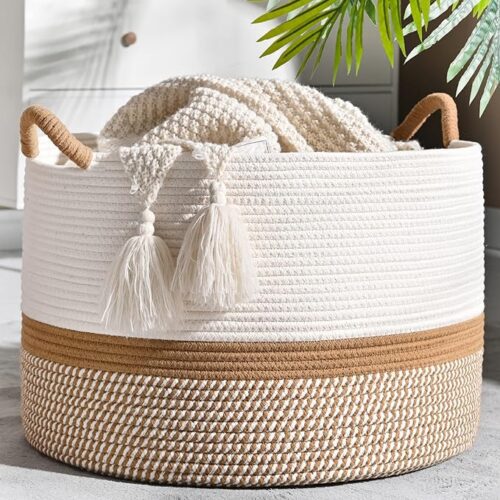 KAKAMAY Large Blanket Basket